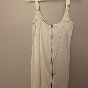 White linen zip up dress